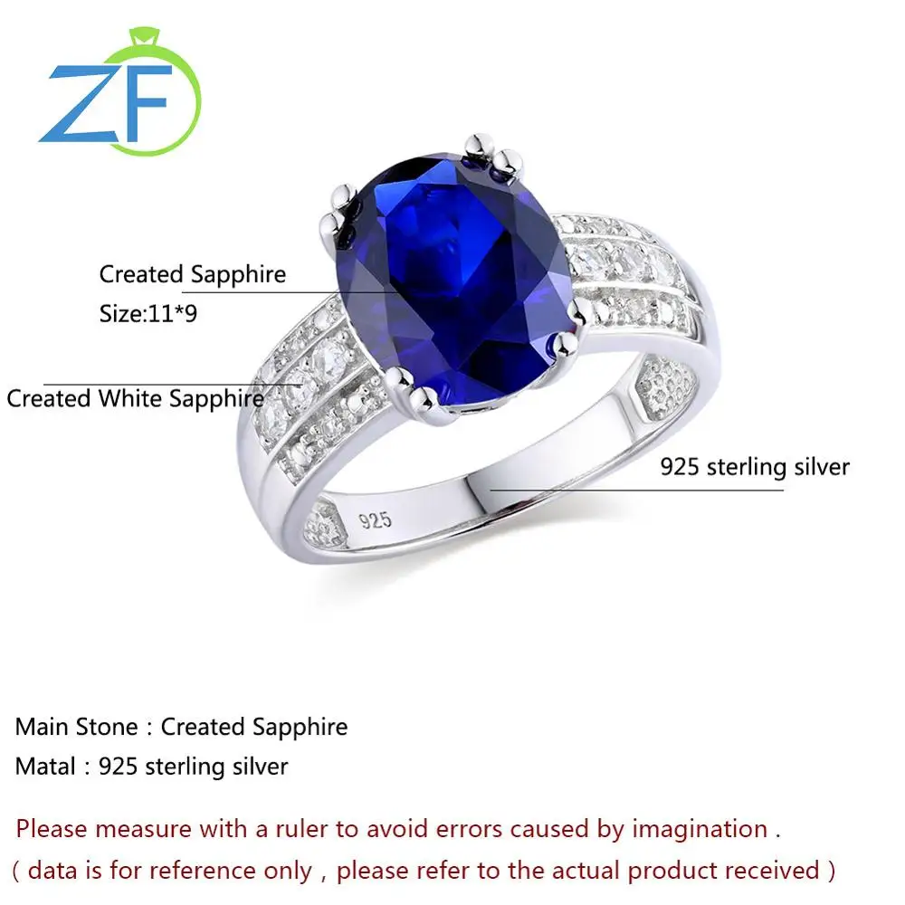 

GZ ZONGFA New Style Fashion Latest 925 Sterling Silver Rings Blue gem Engagement Wedding Jewelry Rings