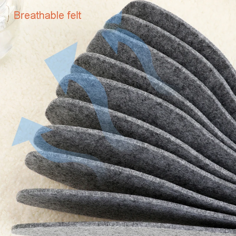 3 Pairs/5 Pairs Thermal Wool Felt Insoles Thicken Warm Insole for Men Women Shoes Breathable Skin-friendly Shoe Pad