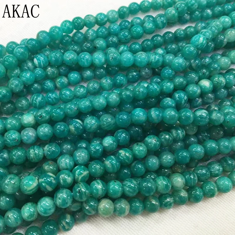 

AKAC Approx5mm 100% Natural deep blue amazonite loose beads for diy making design