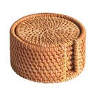 6 шт.набор подставок для напитков, аксессуары для чая кунг-фу, круглая искусственная подставка, ротанговый плетеный коврик для чашек, диаметр 8 см, 2021