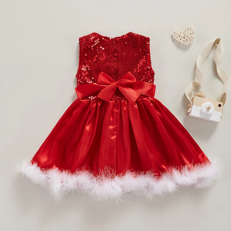 

Рождественское платье с блестками и большим бантом для маленьких девочек, платье на день рождения и свадьбу для девочек, вечерние платья пр...