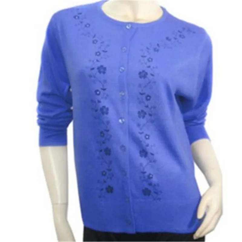 Women's Embroidery Tops Sweater Fashion All-Match Mother Clothing Cardigan Women Plus Large Size Shirt XXXL 4XL |