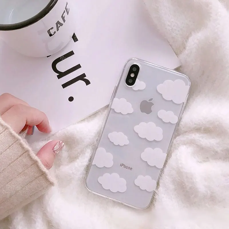Прозрачный чехол для телефона с принтом белого облака IPhone 12 11 Pro MAX Xs Xr 6s 7 8 Plus SE2020