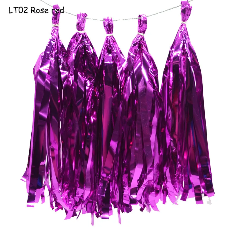 LT02 5 шт., цветные кисточки из фольги, папиросная бумага, кисточка для свадьбы, для детей, для декора на день рождения, принадлежности, сделай сам, вечерние украшения для душа ребенка - Цвет: LT02