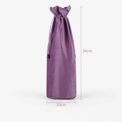 10pcs/lot 10x34cm Black/Purple/Brown/Green/Grey Round Bottom Drawable Velvet Pouch Drawstring Bags Wine Bottle Packaging Bag