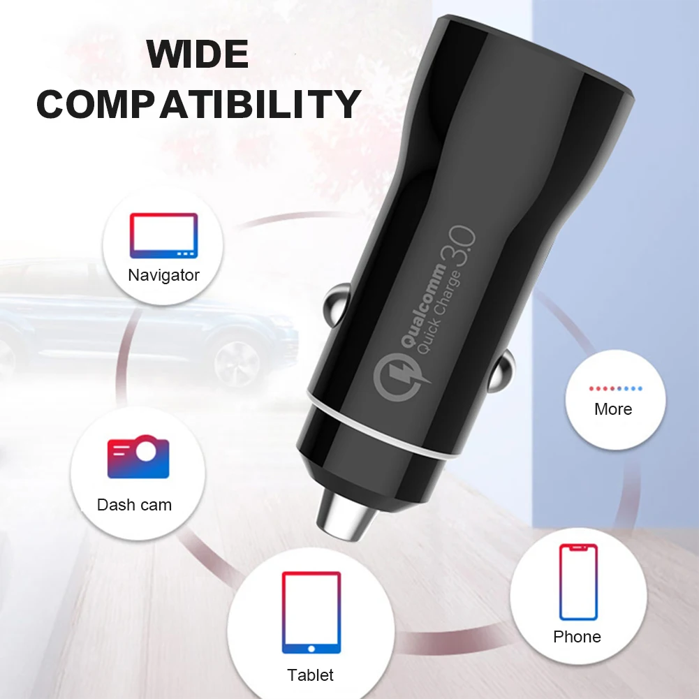 

Car Charger 3A Fast Charging Dual-Port QC3.0+PD Cigarette Lighter Charger Adapter for iPhone Galaxy