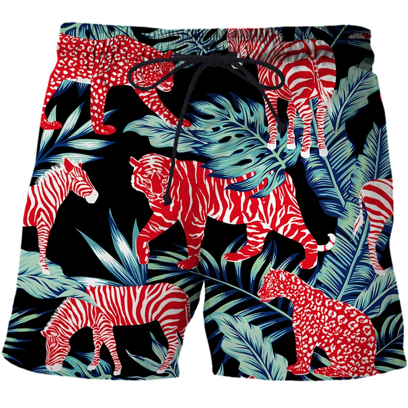 Men's Swimming Trunks Summer 3d Print Shorts Man Tiger zebra Swimming Animal abstraction Fashion Casual Shorts Men Clothing