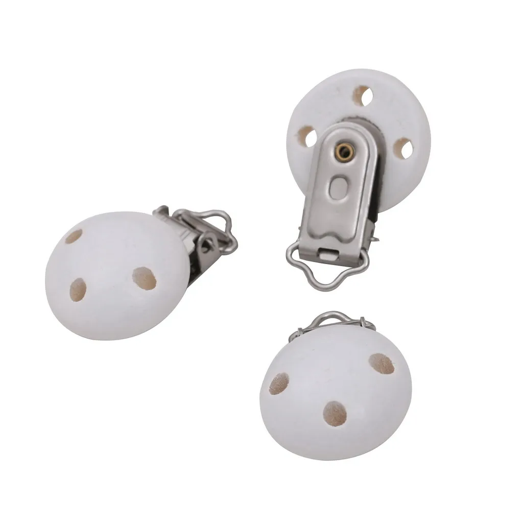 

Baby Pacifier Clip Wood Metal Holder Cute Infant Soother Clasp Nipple Holder
