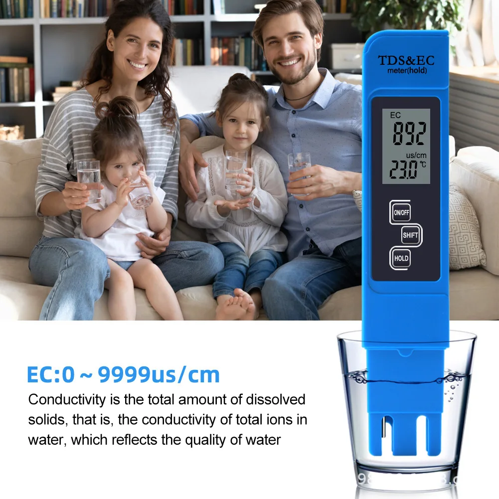 

Temperature Backlight Sunlight Tester 3 in 1 LCD Water Quality TDS/EC/Temperature Meter Filter Water Purity Tester Pen