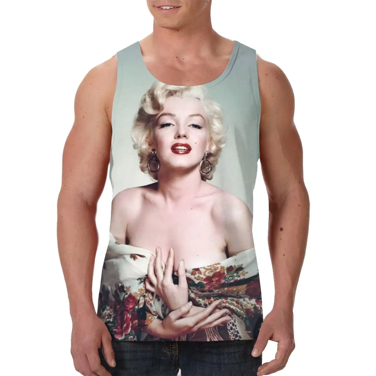 

Brand gym clothing singlets bodybuilding tank top Marilyn Monroe men fitness muscle guys sleeveless vest Tanktop