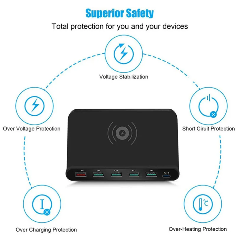 wireless charger 6 usb charger quick charge stand holder for iphone 88px 11 12 for samsung s7896 for sony 2324v for xiaomi free global shipping