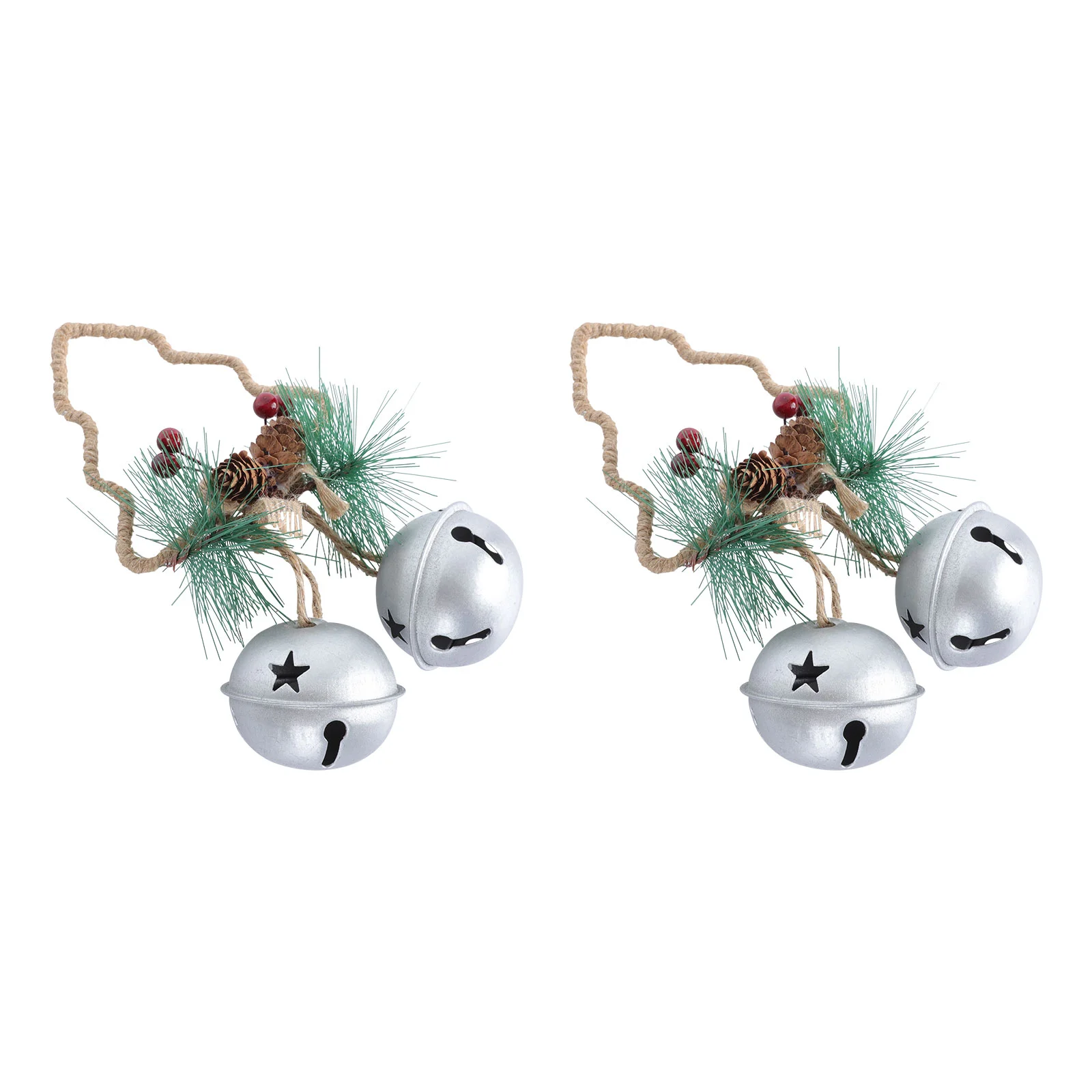 

2PCS Iron Art Double Bell Xmas Pendant Home Ornament Berry Xmas Bell Pendant