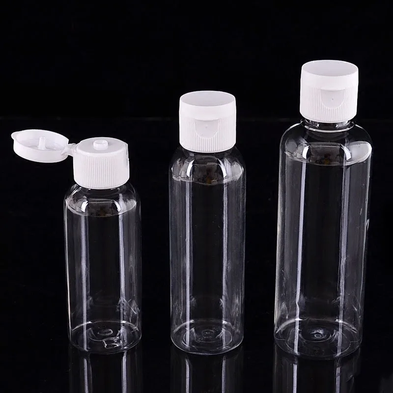 Милые прозрачные многоразовые флаконы с откидной крышкой 100 мл 2 шт. маленькие