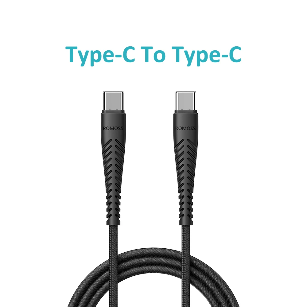 ROMOSS 2 шт./лот Кабель с разъемом usb-c Type-C кабель для быстрой зарядки 3 0 USB передачи