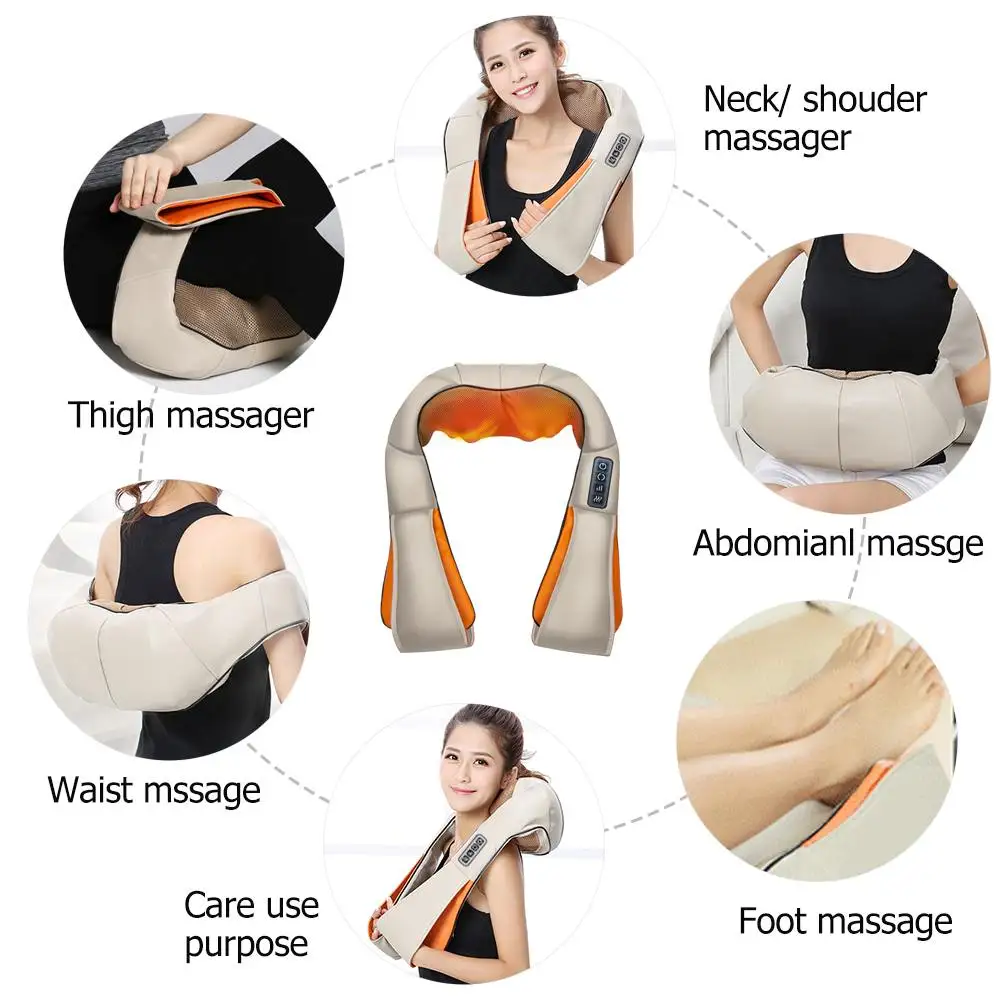 

Electrical Massage Shiatsu Back Shoulder Body Neck Massager Multifunctional Shawl Infrared Heated Kneading Car/Home Massager