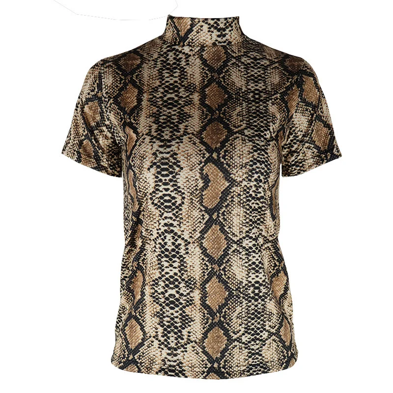 

New summer women's Snake Print T-shirt women's Casual Short Sleeve Top