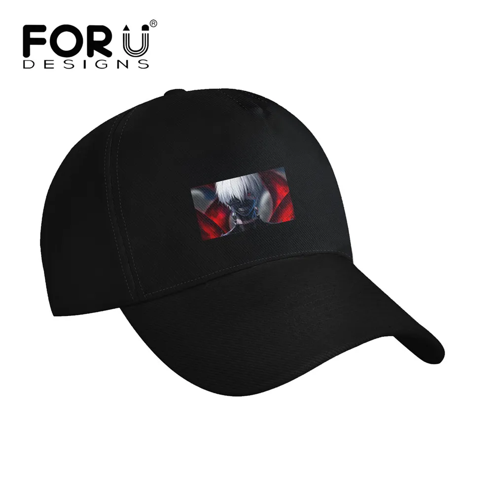 

FORUDESIGNS/аниме Kaneki Ken Tokyo Ghoul бейсбольная кепка в стиле хип-хоп, для спорта на открытом воздухе, для отдыха, черные головные уборы с регулируемой ...
