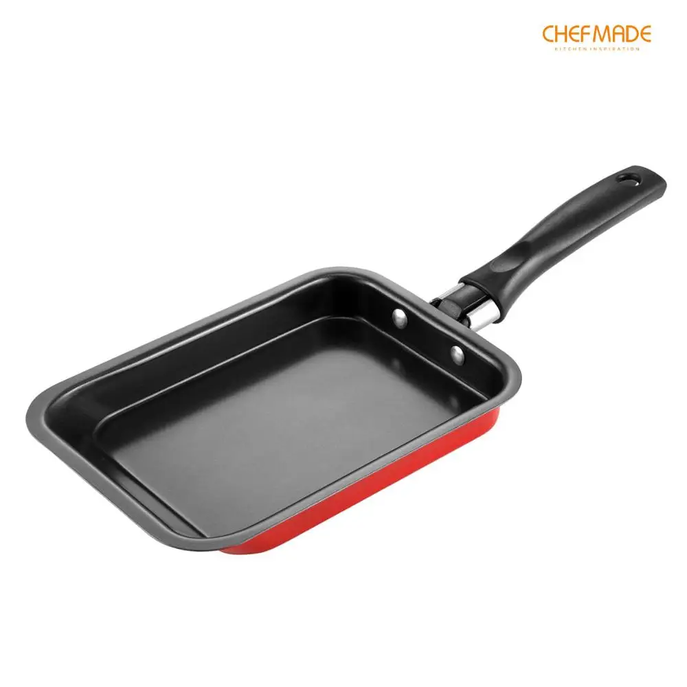 Red CHEFMADE японская сковородка для омлета с лопаткой, антипригарная сковорода для омлета тамагояки сковорода для яиц Мини-Сковорода - Цвет: Red