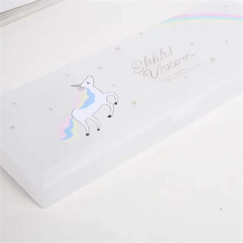 Unicorn Frosted Pencil Case Stationery Storage Organizer Bag School Office Supply