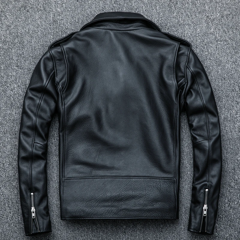 Куртка мужская из натуральной кожи с отложным воротником мотоциклетный костюм