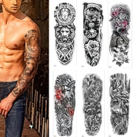 1 sheets full arm leg extra large temporary tattoos body art for men and women wolftigerbearwarriortribal symbol