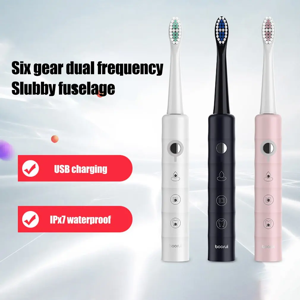 

Sonic Toothbrush Electric Adults Toothbrushes Rechargeable 4 Hours Charge Minimum 30 Days Use 6 Optional Modes 4 Brush Heads