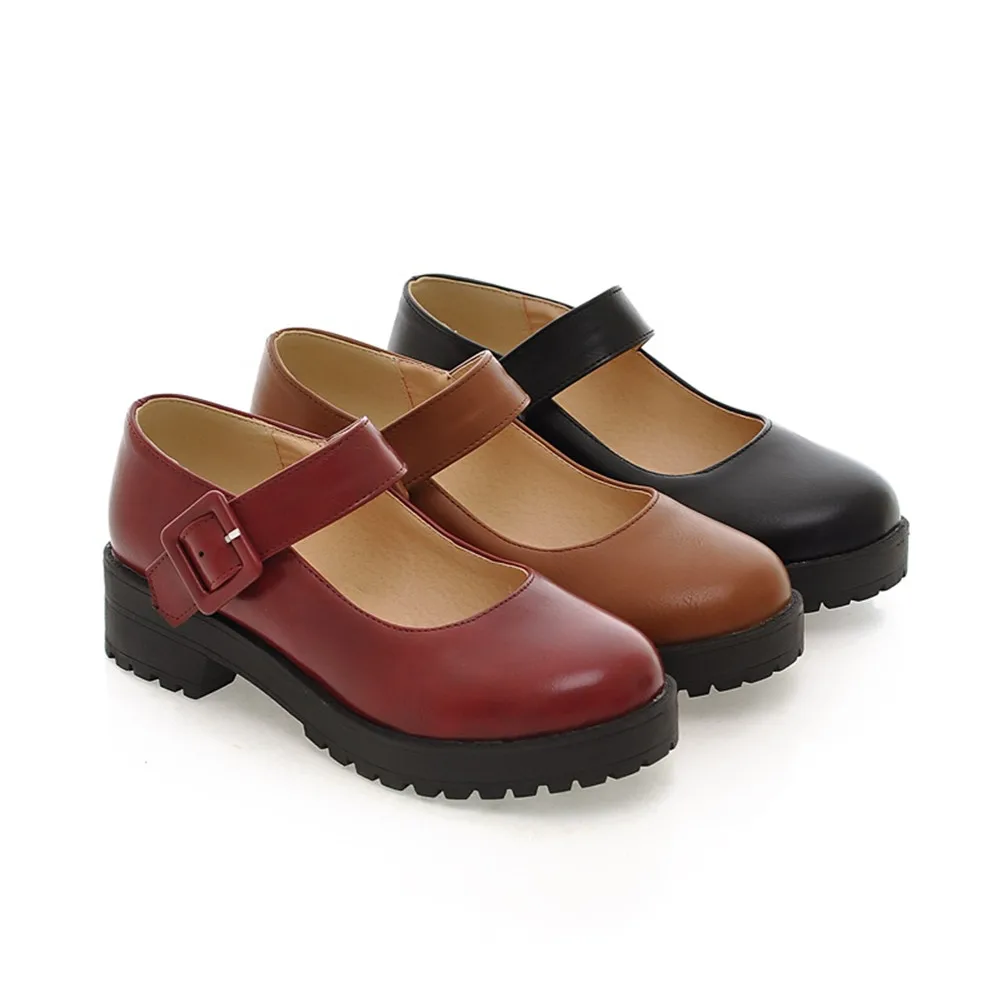 

Round Toe Mary Janes Pumps Women Big Size 34-43 New 4 cm Wide Heels Elegant Shallow Shoes Woman Casual Office Lady Autumn Pumps