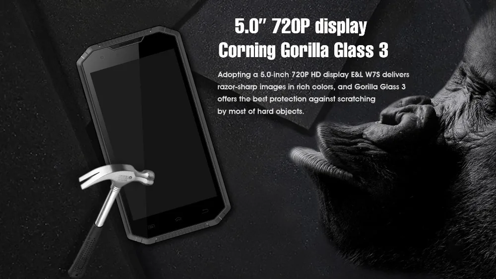 KENXINDA E& L W7S 2 Гб 16 Гб сотовый телефон IP68 EL W7S водонепроницаемый 5,0 дюймов Android 6,0 MTK6737 четырехъядерный до 1,3 ГГц 4G смартфон