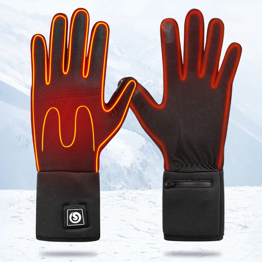 

1 Pair Electric Heated Skiing Gloves Touch Screen Motorcycle Electric Heated Gloves Rechargeable Winter Hand Warmer