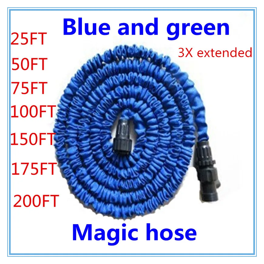 25-200FT Garden Hose With Expandable Water Hose Blue Green Garden Water Hose Connector EU/US [There Is No Spray]