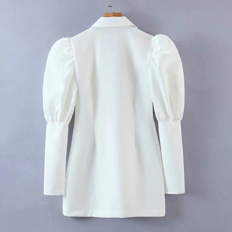 

SeeBeautiful Vintage Long Loose Blazer Coat Notched Puff Sleeve Single Breasted New Fashion Spring 2021 Women M503