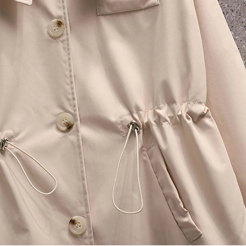 

Plus Size 4XL Women Trench Coats 2021 Spring Autumn Korean Chic Ladies Jackets Loose Simple Outerwear Female Clothing KE969