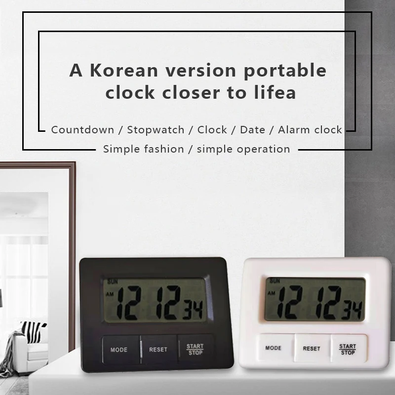 Горячая продажа корейский портативный обратный отсчет Fuction будильник Дата