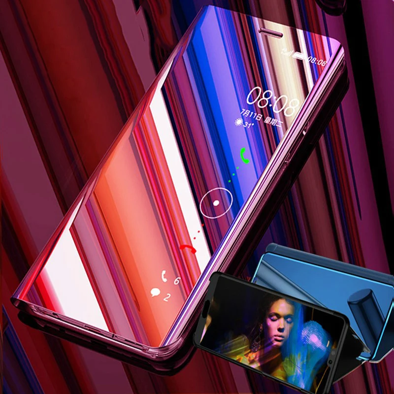 Зеркальный флип чехол для Samsung Galaxy J4Plus J6Plus J4 J6 Plus 2018 + J400 J600 J415 J610 с