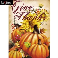 lecfun fall pumpkin give thanks diamond painting kits full drill round square beads gem embroidery art craft home decor gift