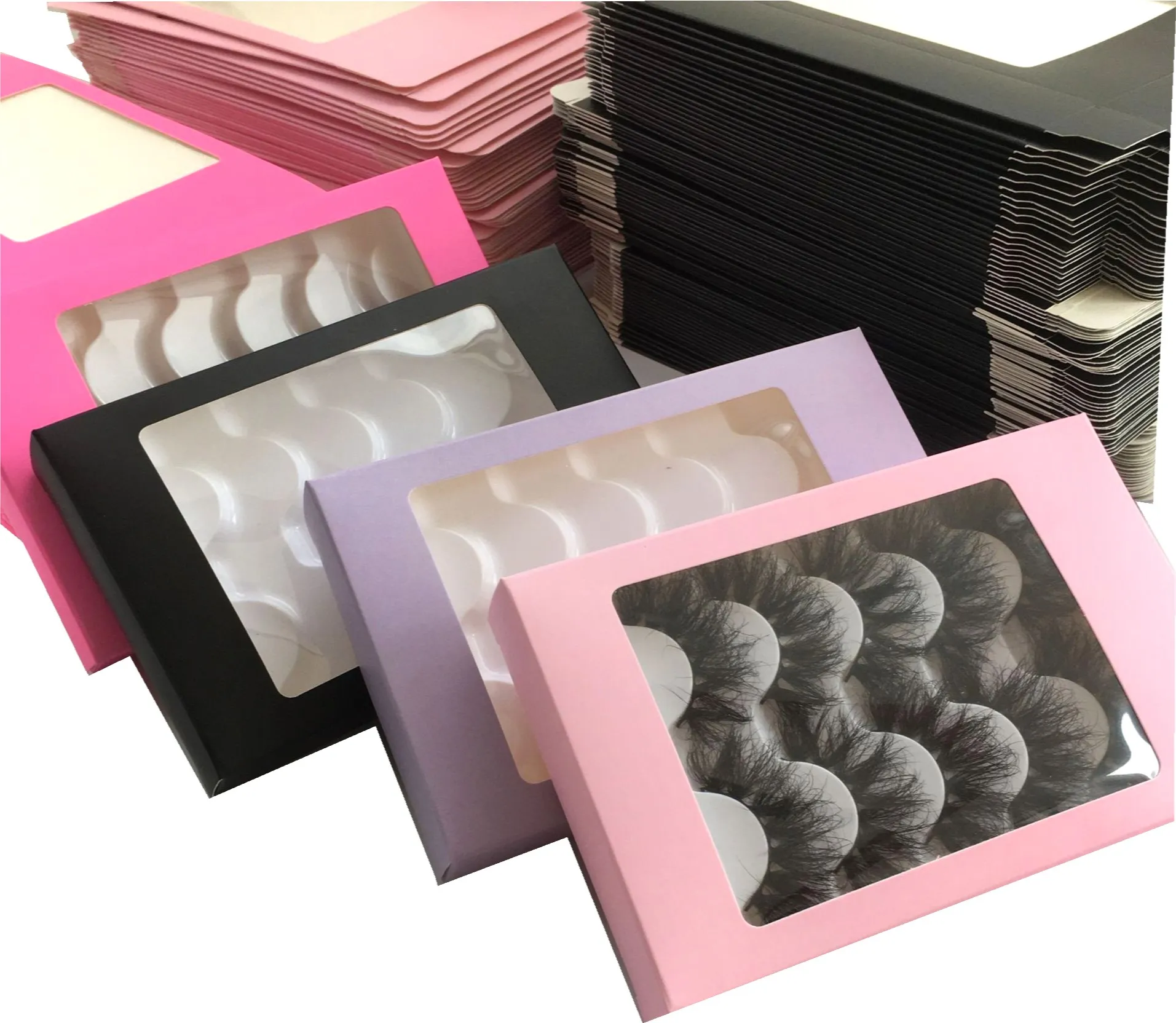 

5Pairs Eyelash Packaging Box Wholesale Lashes Boxes Empty Lash Package Case 8-25mm Lashes Rectangle Paper Box