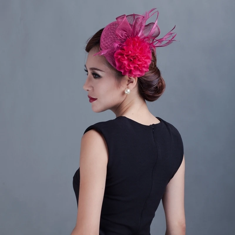 

Bridal Wedding Sinamay Fascinator Hat Cocktail Party Church Headpiece Fashion Headwear Lady Formal Flower Hair Accessories