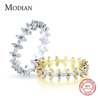 modian 100 real 925 sterlihg silver rhombus clear cz stackable finger rings for women engagement wedding statement fine jewelry