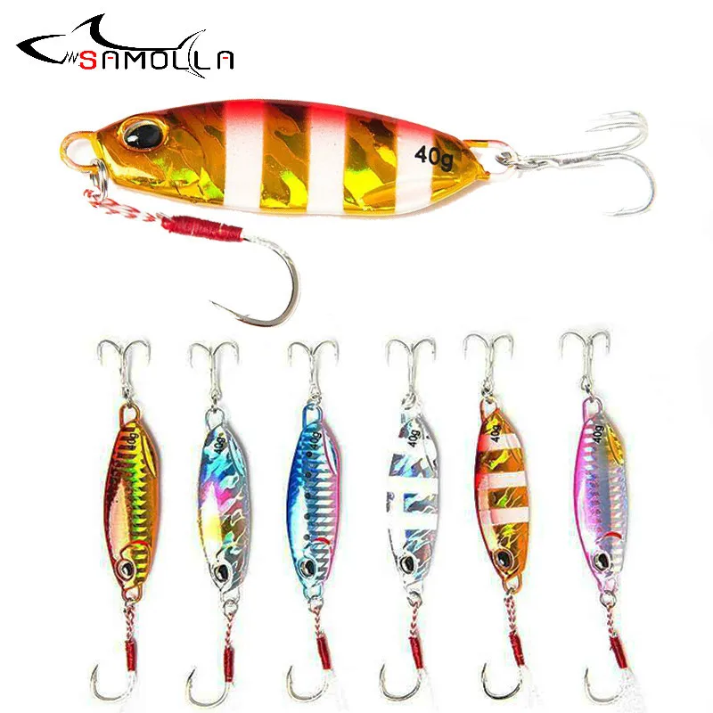 Big Jig Fishing Lure Weights 15-60g Fishing Jigs Saltwater Lures Metal Bass Jig Isca Artificial Fake Fish Glitter Holographic