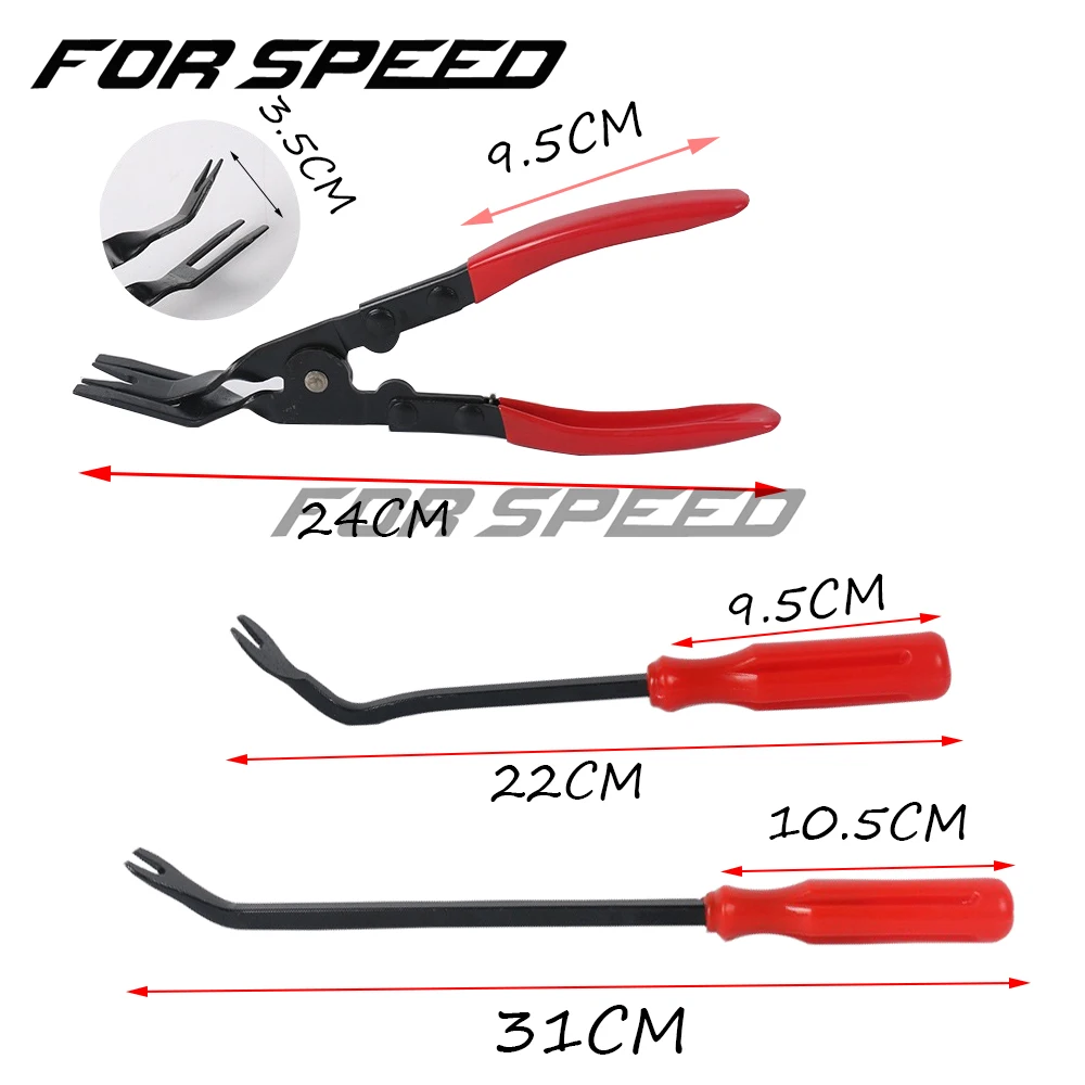 

3pcs/Set Auto Car Door Panel Remover Clip Trim Auto Fastener Pliers Puller Tool Retaining Clip Remover Pry Bar Tool + Nylon Bag