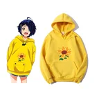 Толстовка с капюшоном в стиле аниме, пуловер, желтый свитшот с принтом подсолнуха, женская одежда для пары, толстовка с круглым вырезом в стиле аниме, весна и осень