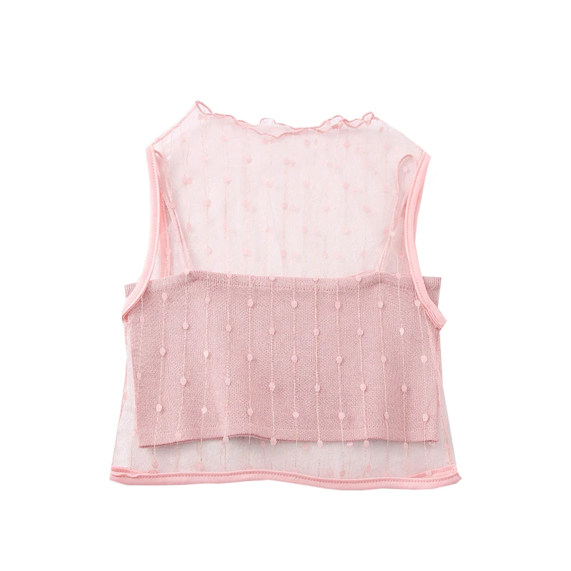 

Spring and Summer New Sexy All-match Knitted Short Cropped Camisole Mesh Blouse Two-piece Blouse Women
