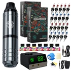 Бесколлекторном двигателе для регулировки ход поворотный пму машина для татуировки с ЖК-дисплей Питание силиконовый чехол картридж иглы Набор для перманентного макияжа