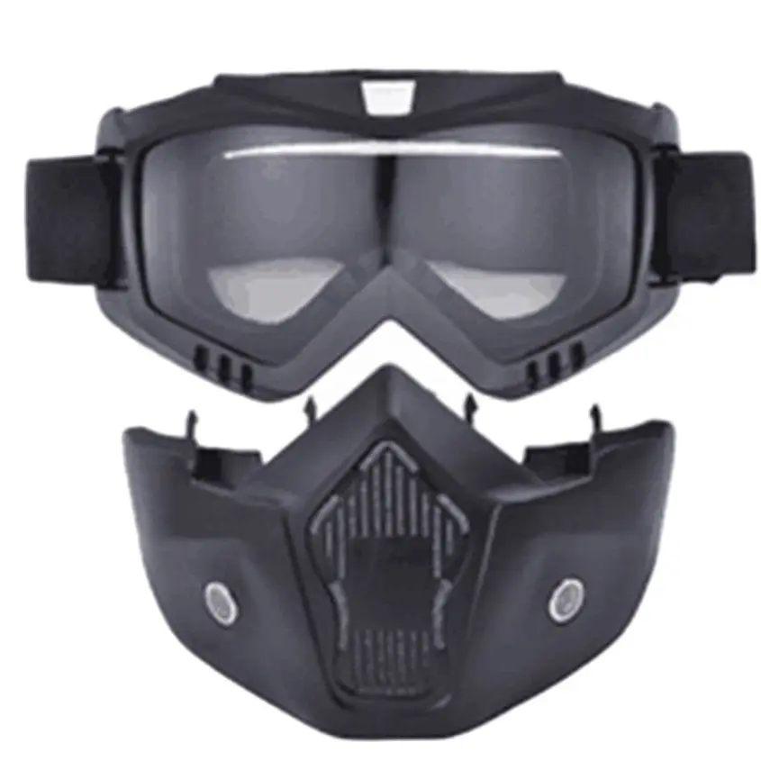 Матовая черная мотоциклетная маска Съемные очки и фильтр для рта открытого лица