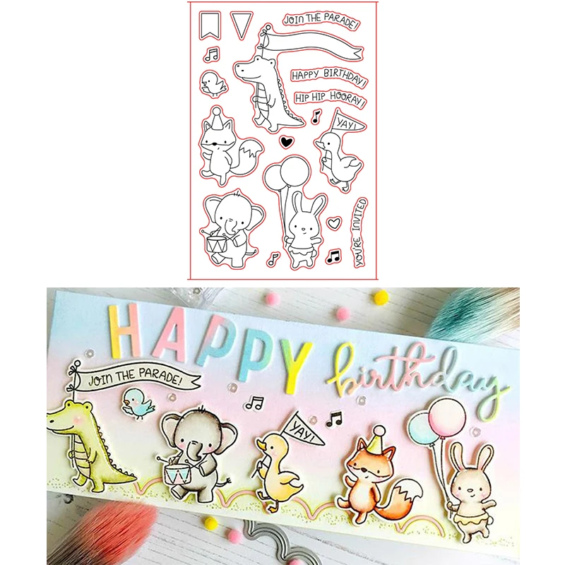 

Celebrating Lovely Animals Note Greetings Words Balloon Transparent Clear Stamps For DIY Scrapbooking Cards Crafts New 2019