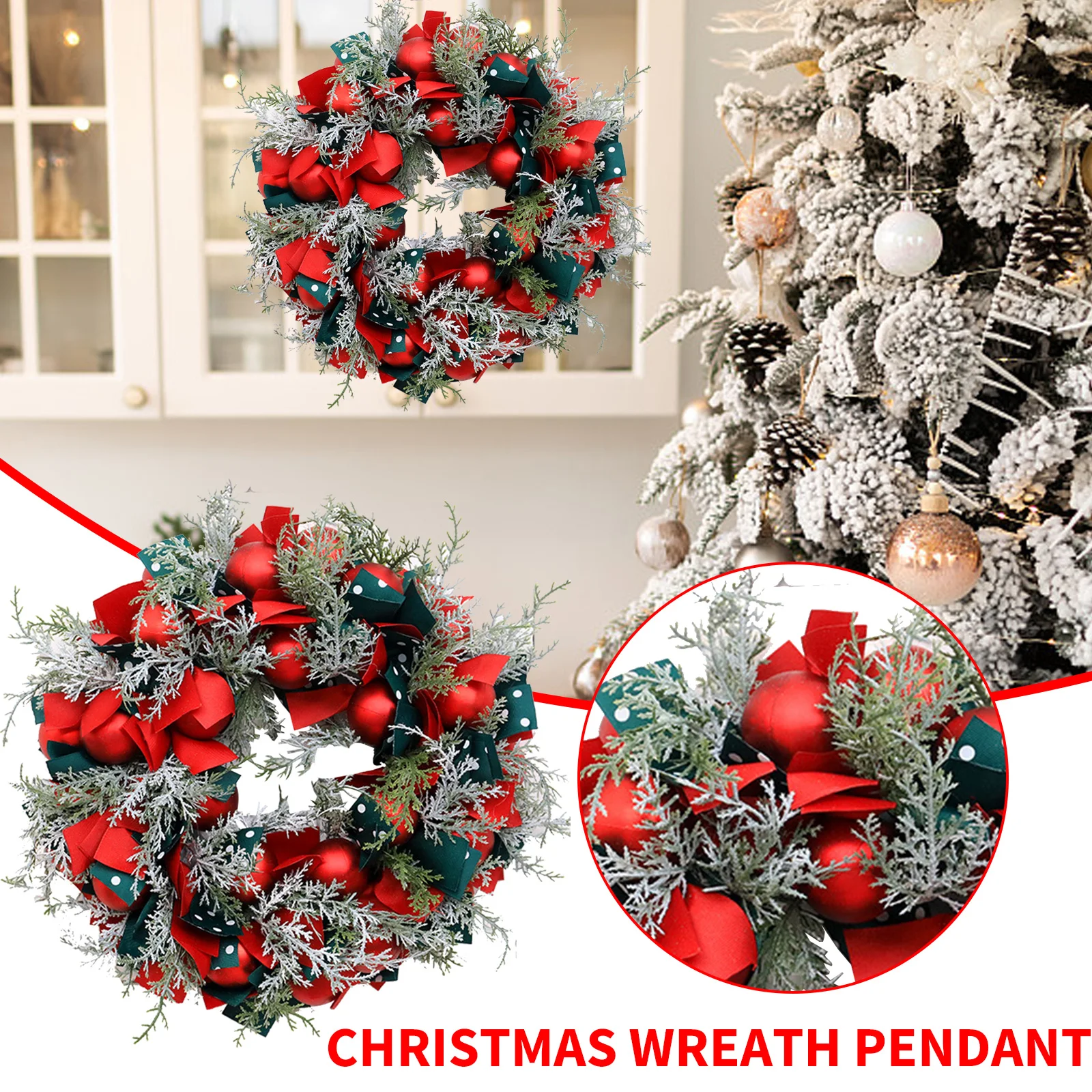 

Christmas Wreath Artificial Pinecone Red Berry Garland Hanging Ornaments Front Door Wall Decorations Merry Christmas Tree Wreath