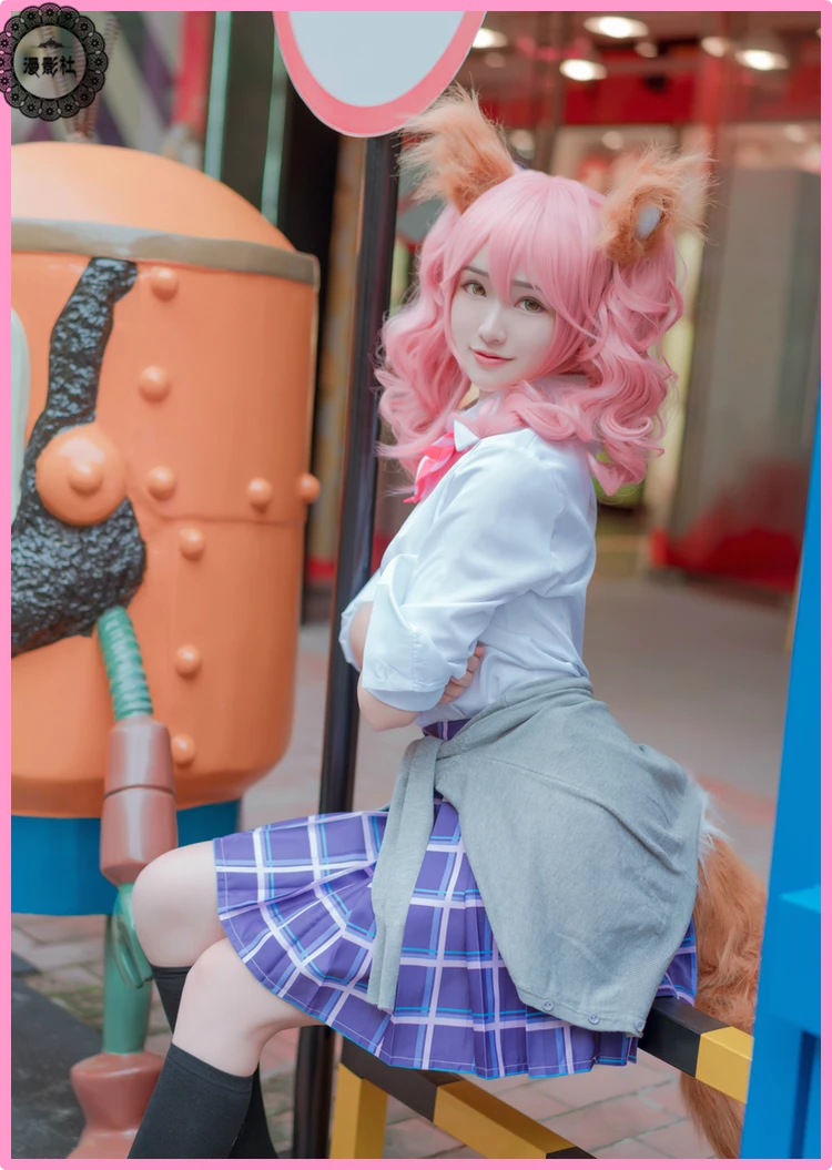 

Hot Sell Game Fate/Fate Extella Tamamo No Mae Cosplay Costumes Academy Uniform Daily Wear JK Uniform Full Set S-XL In Stock