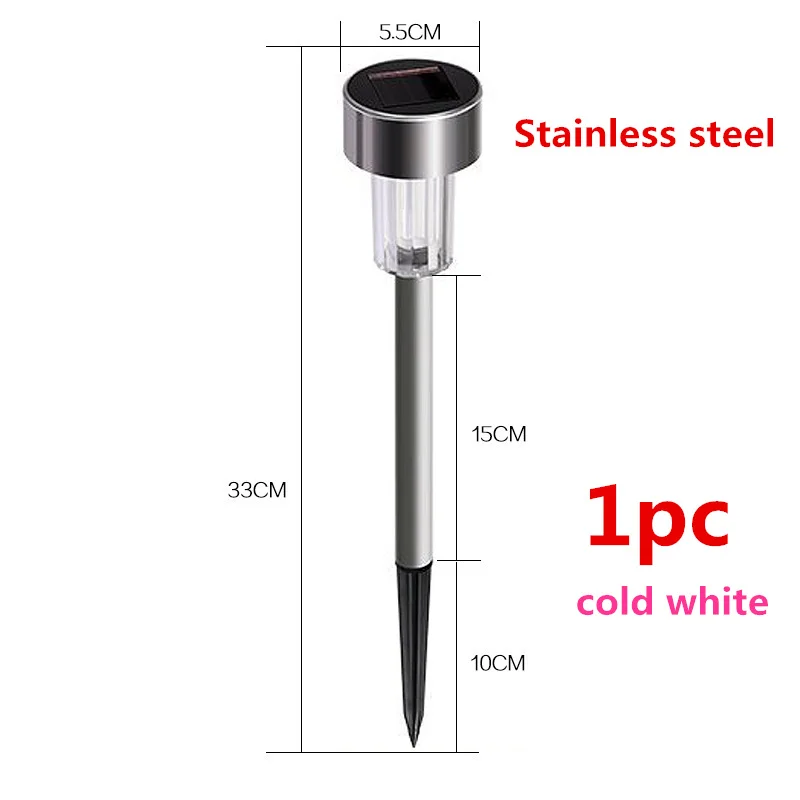 1pc cold steel 12 шт./лот, солнечный светильник из нержавеющей стали для сада, декоративная лампа, солнечная энергия, открытый пейзаж, дорожка, лужайка, дорожка, светильник ing - Испускаемый цвет: 1pc cold steel