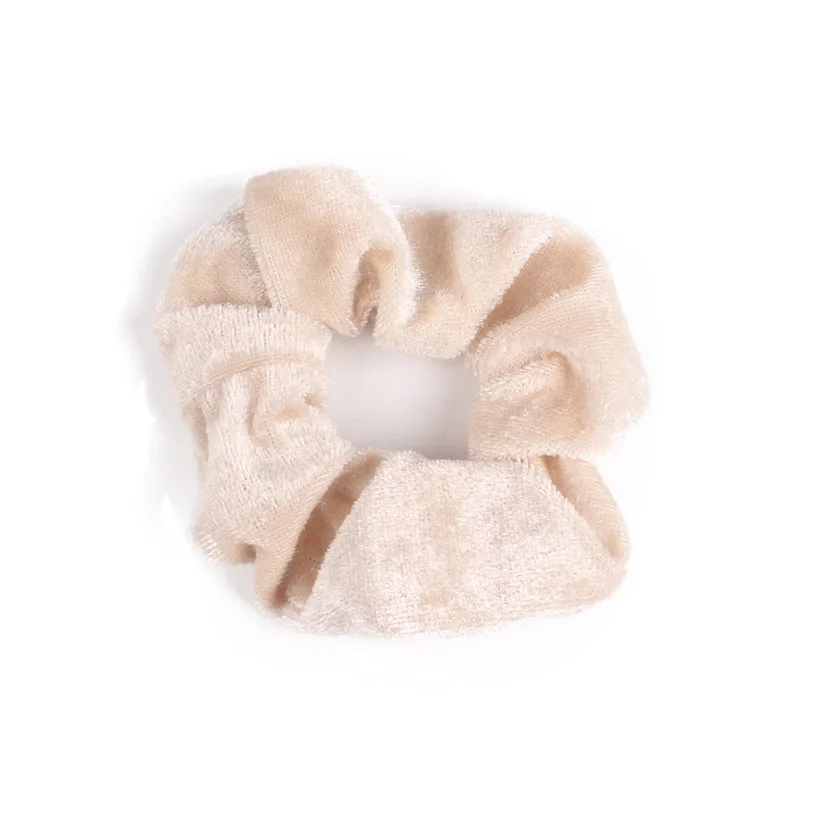 Beige 2 шт Твердые женские бархатные волосы кольцо женские Девушки эластичные волосы резиновые ленты аксессуары для Женский Хвостик Держатель - Окраска металла: Beige