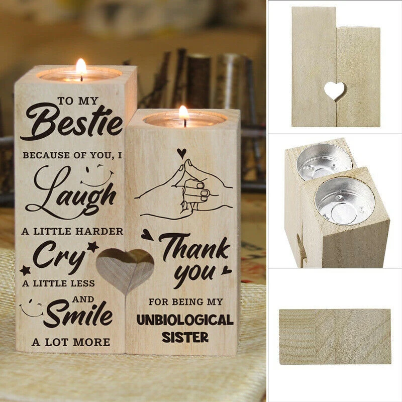 Wooden Heart Shaped Shelf Table Romantic Atmosphere Candles Accessories Plant Flower Plot Ornament